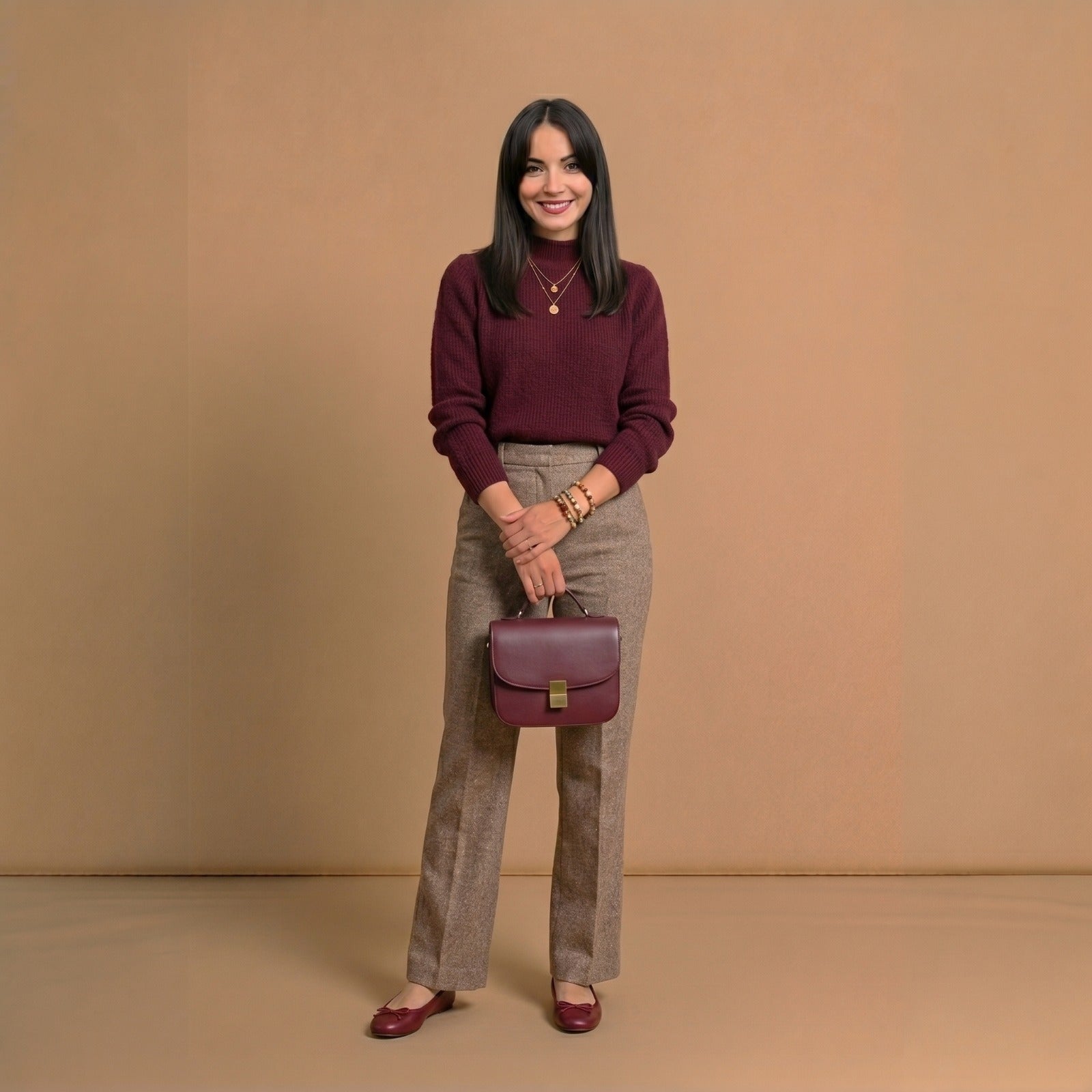 Burgundy Ribbed Turtleneck Sweater