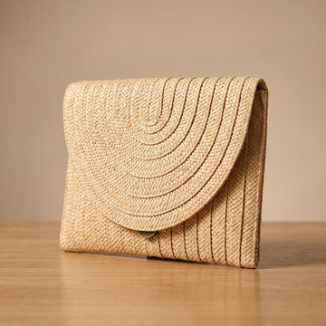 Natural Woven Straw Envelope Clutch Bag